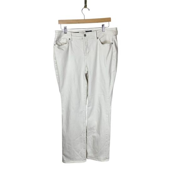 NYDJ Marilyn White Straight Leg Jeans Womens Size 14 High Rise - Picture 1 of 7